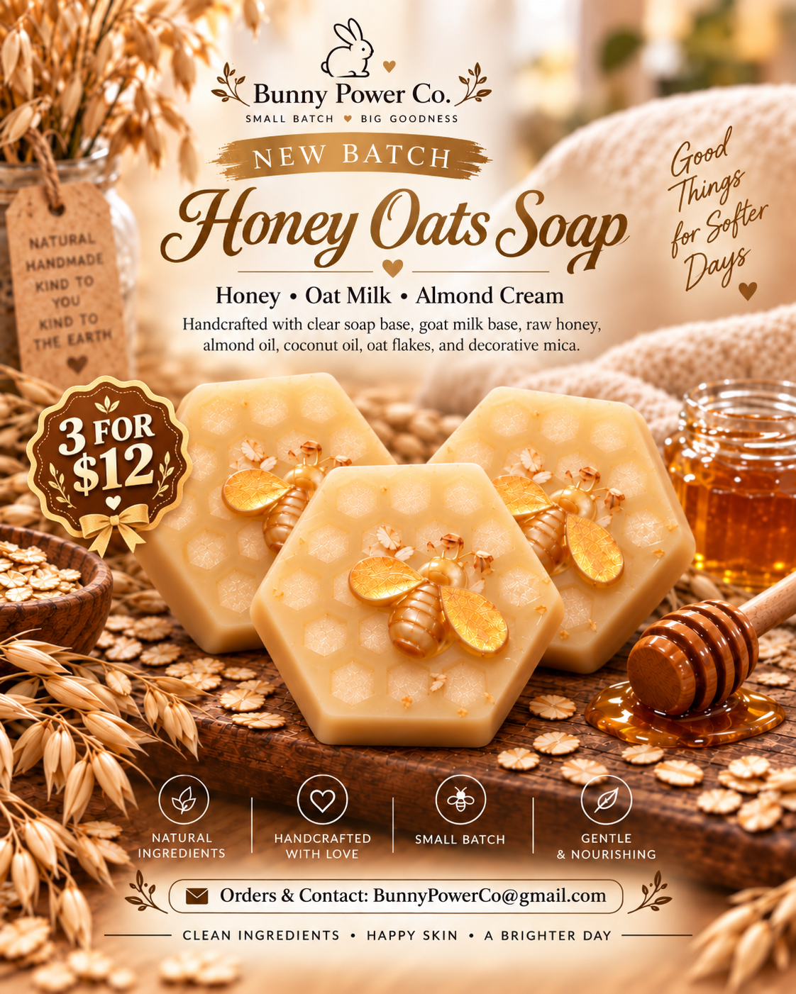 Honey Oats Soap Bundle of 3